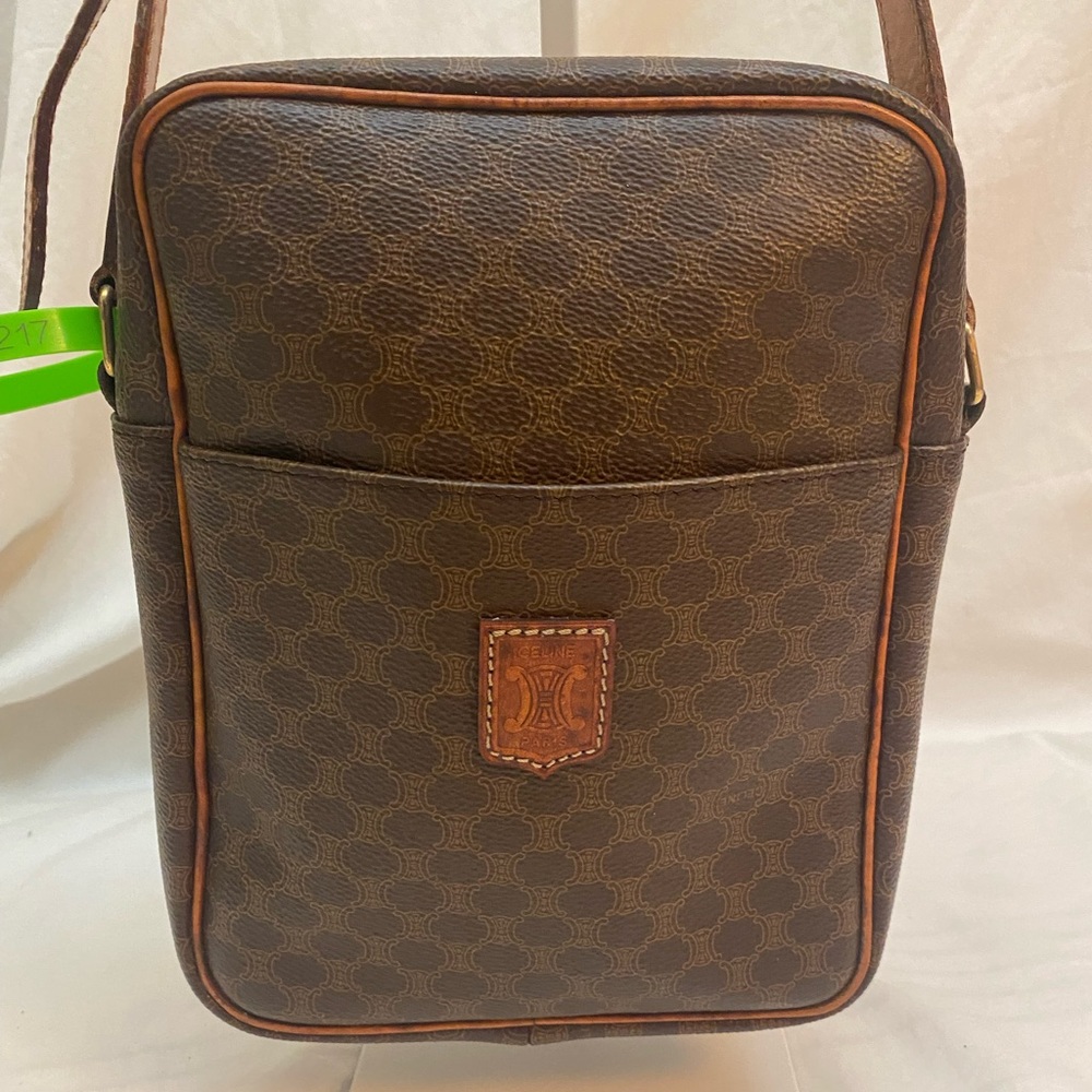 Celine RARE Crossbody Vintage Triomphe Macadam Coated Canvas/Leather